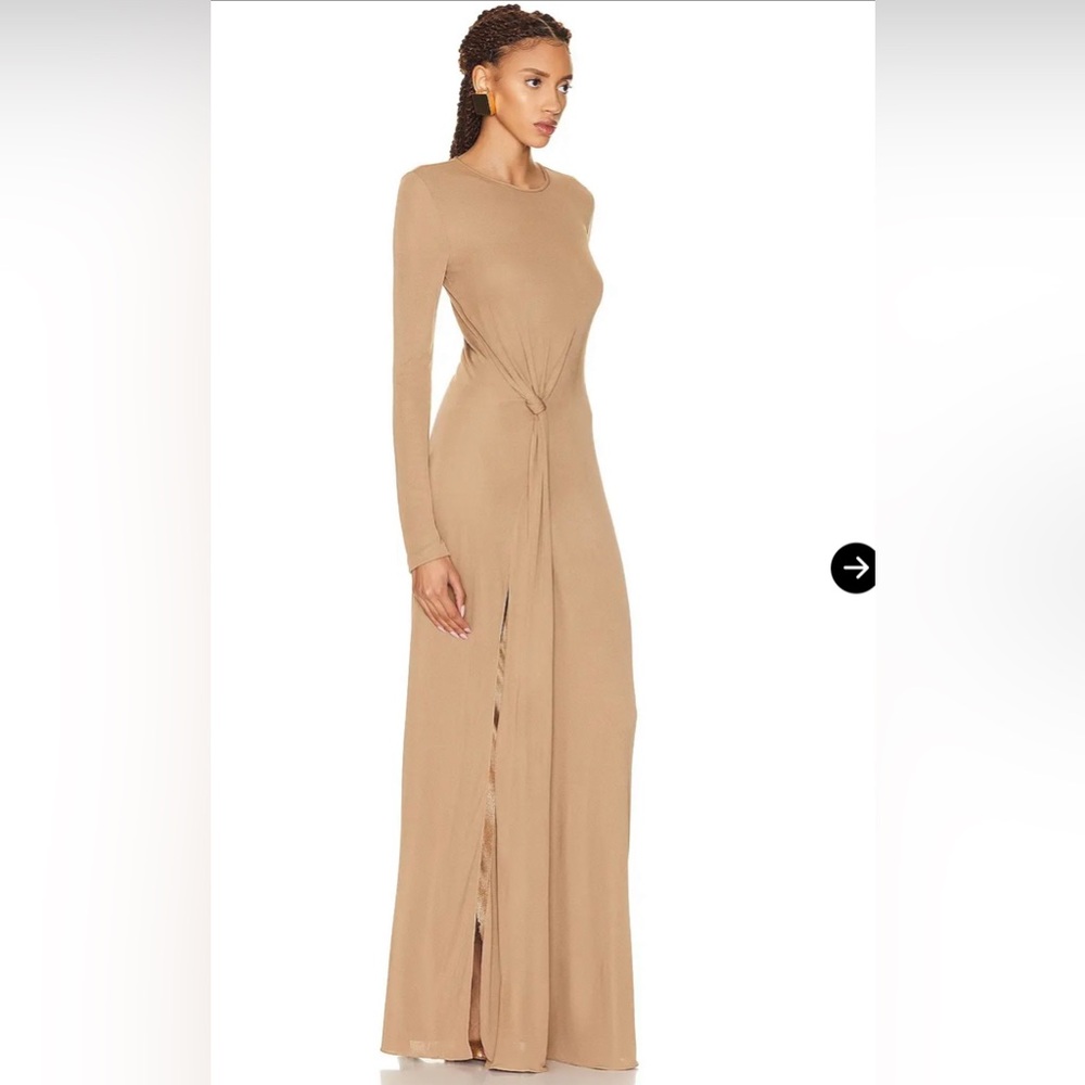 💯Authentic SAINT LAURENT Natural Beige Side Knot Gown, Seen on TV on EMMA ROBERT - Picture 7 of 17